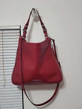 Michael Kors Essex Red Leather Shoulder Hobo Bag